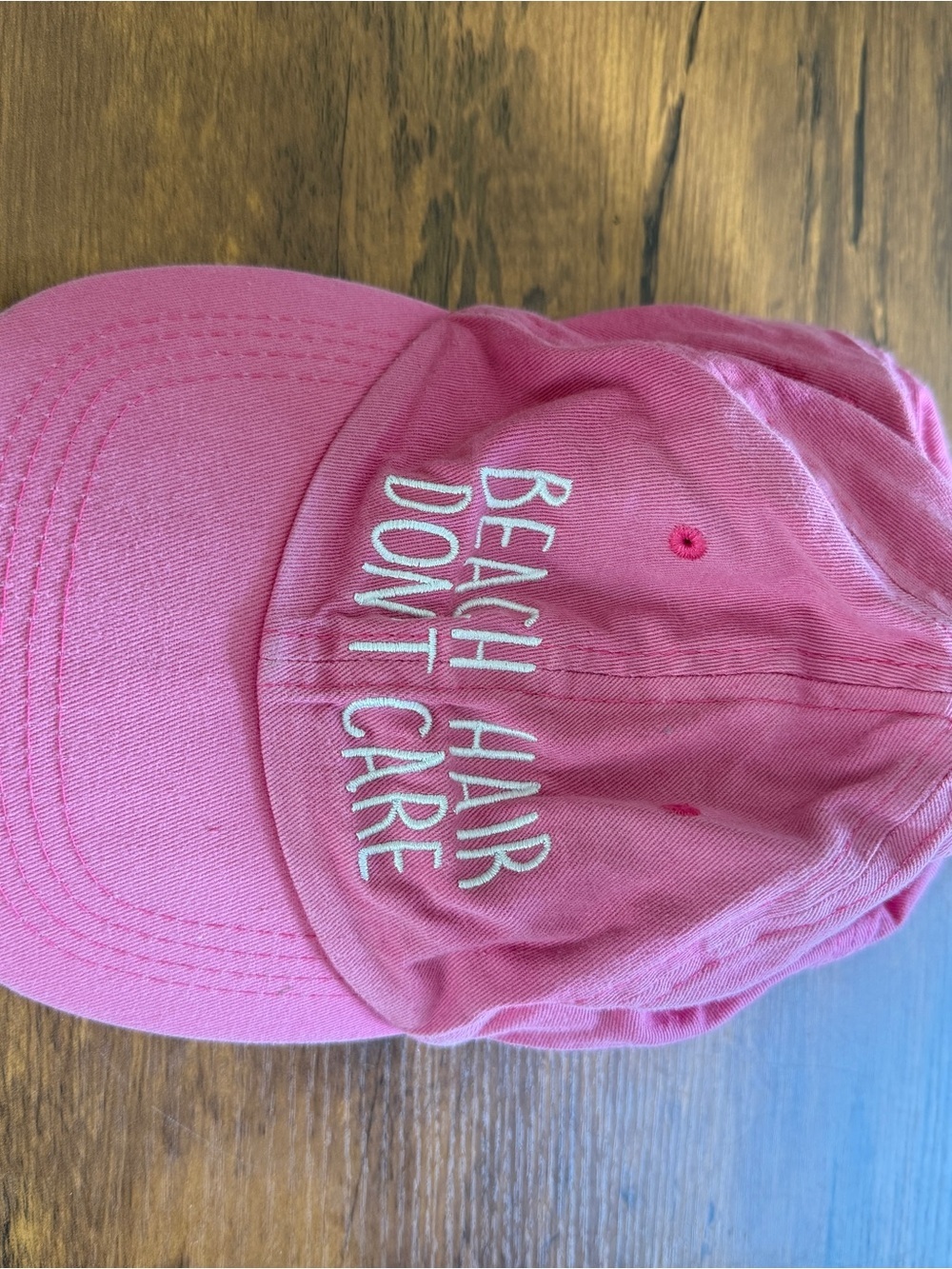 Pink 'Beach Hair Don't Care' Embroidered Cap